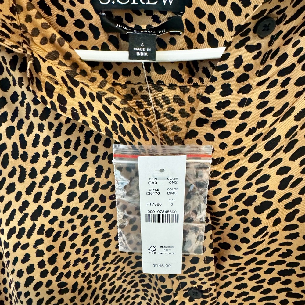 J Crew Leopard Print Button Down NWT - Picture 4 of 5